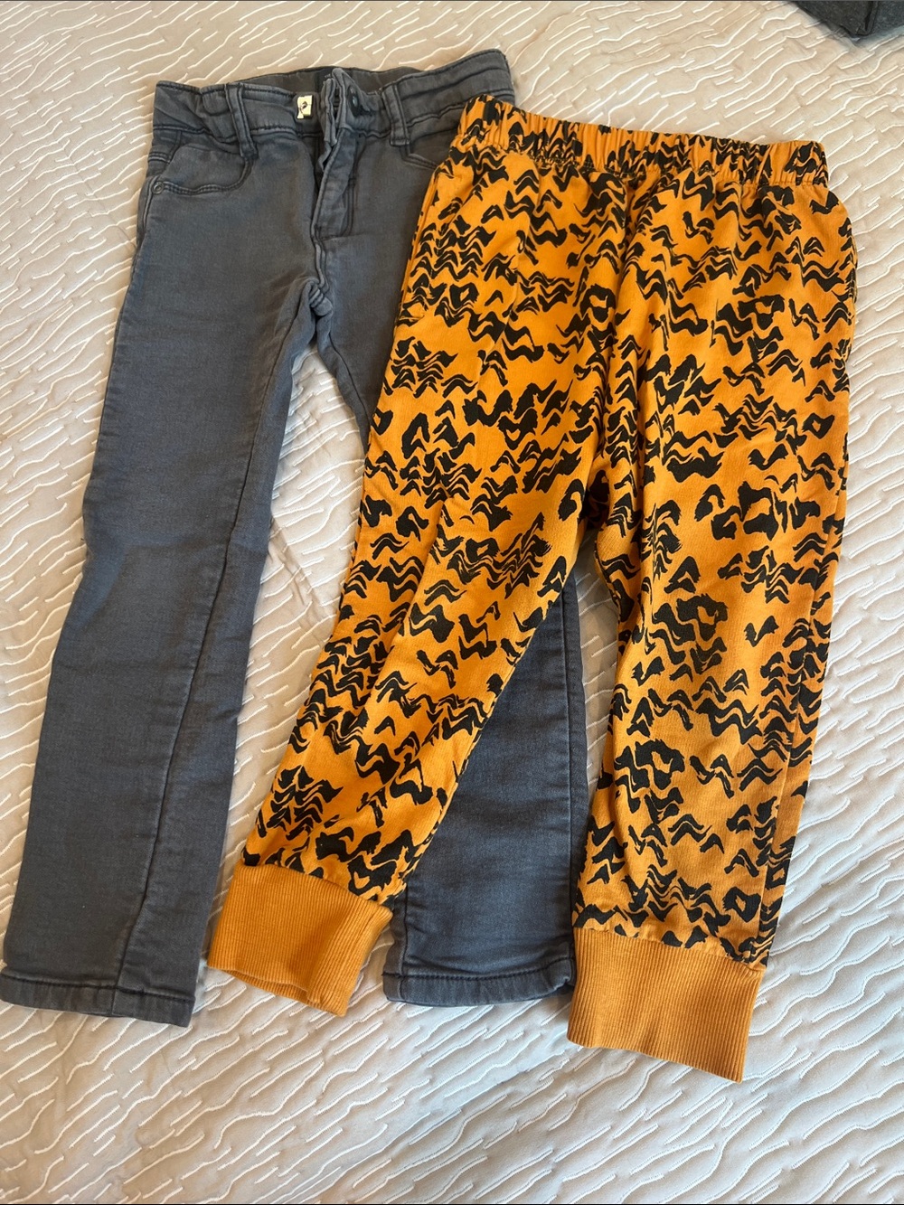 Kids skinny jeans Orange and Black Patterned Joggers